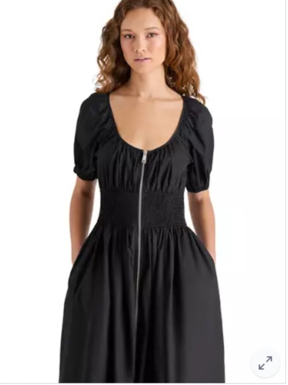Steve Madden Women's Liora Dress  scoop neckline puff sleeves  zip closure Small